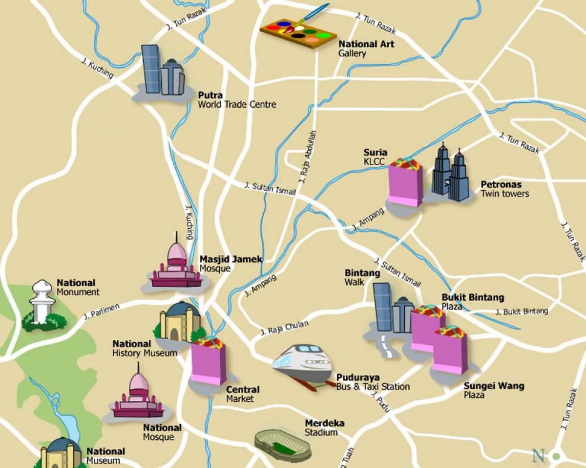 turist xəritəsi, Kuala Lumpur, Malayziya