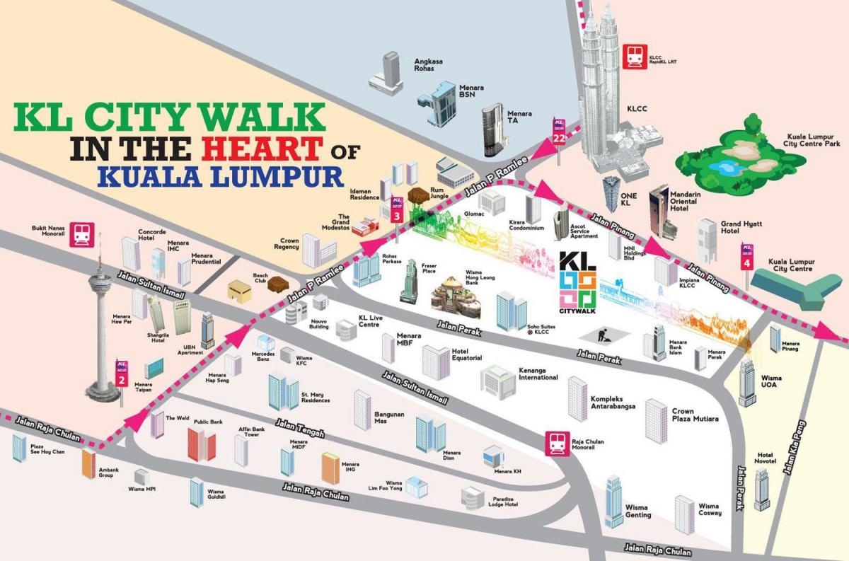 Kuala Lumpur gəzinti tur xəritə