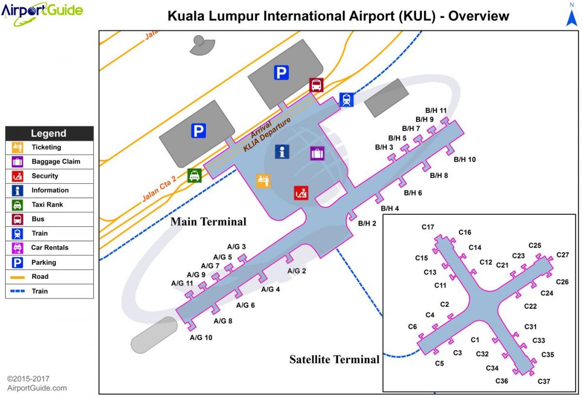 Kuala lumpur onun beynəlxalq hava limanı xəritədə
