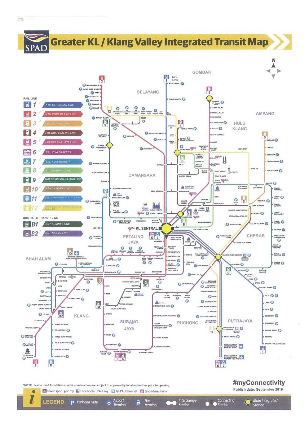 tranzit Kuala Lumpur dəmir yolu xəritəsi
