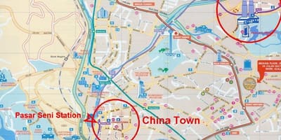Çin məhəllə Kuala lumpur onun xəritəsi